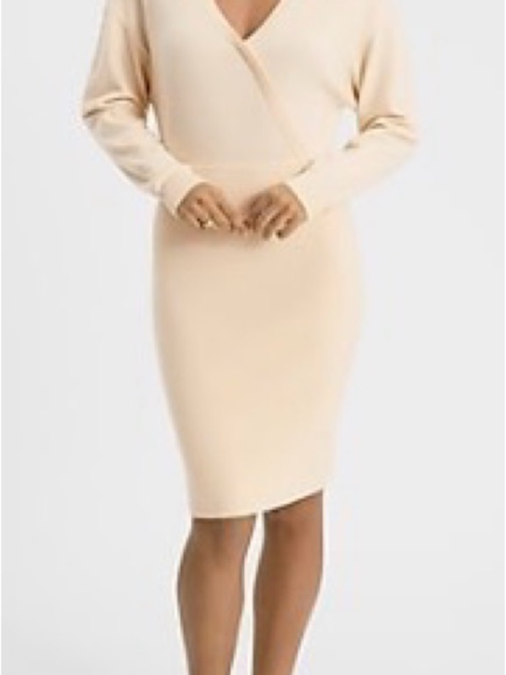 EXPRESS NWOT Cream Wrap Front Knit Dress